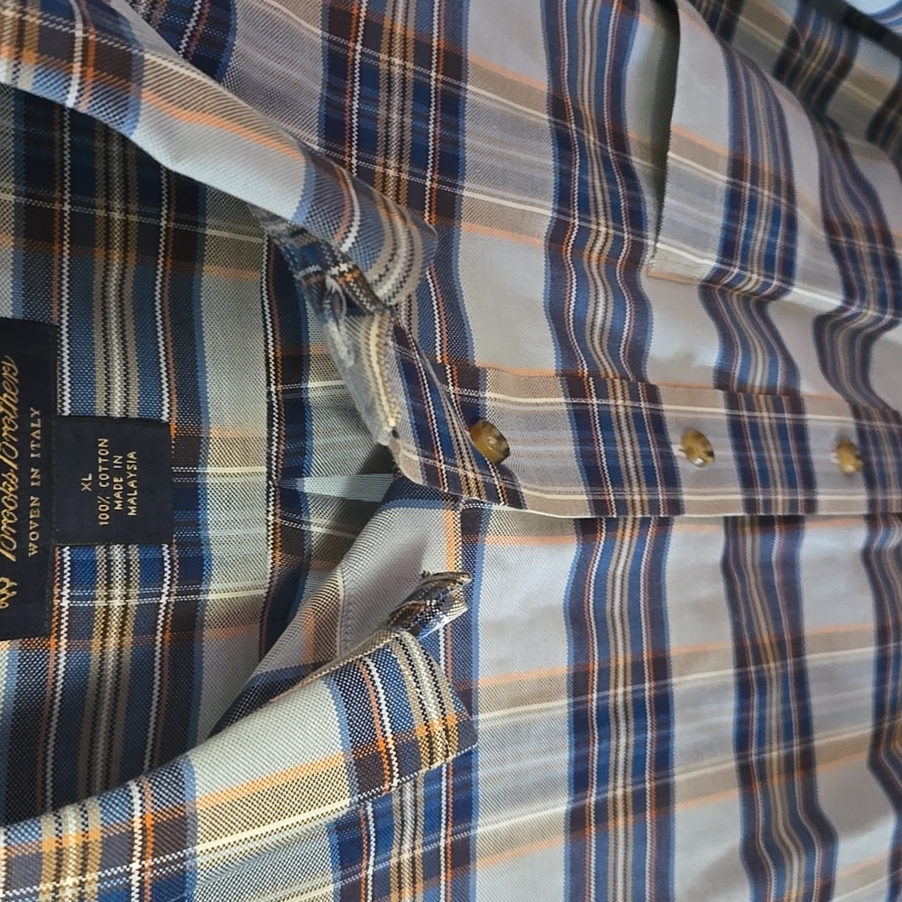 Brooks Brothers Men's Blue Plaid Shirt - Picture 6 of 9